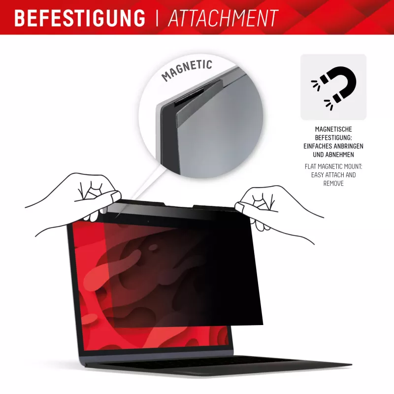 Filtro privacy Displex PRIVACY SAFE magnetico 2 vie per laptop/notebook 13,3 inch (16:10), senza cornice, lucido/opaco, 5H