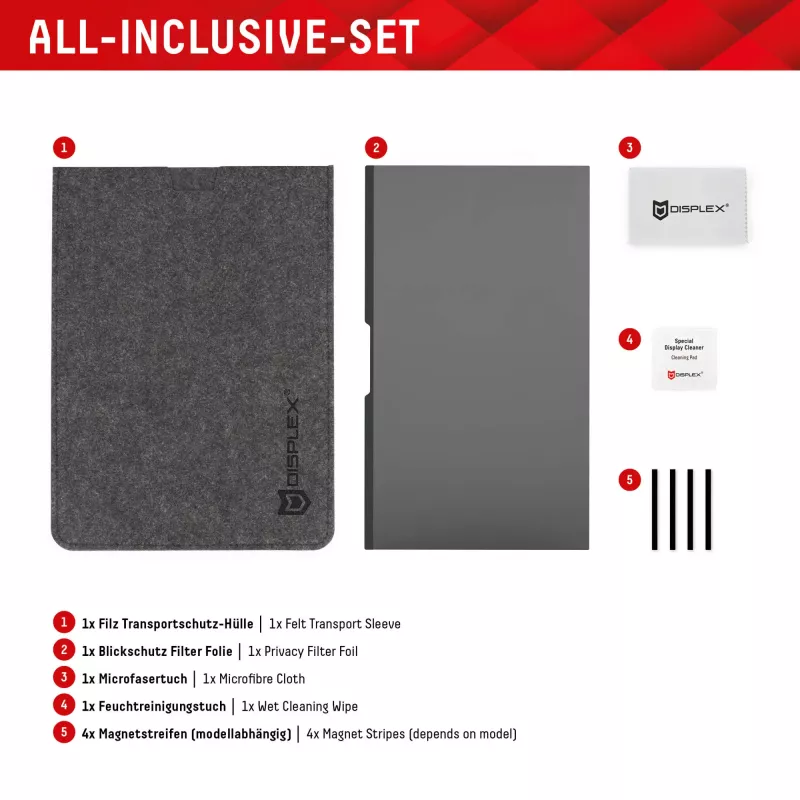 Filtro privacy Displex PRIVACY SAFE magnetico 2 vie per laptop/notebook 13,3 inch (16:10), senza cornice, lucido/opaco, 5H