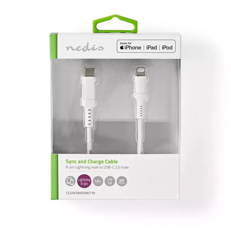 Cavo Lightning Nedis CCGW39650WT10 1m bianco USB C