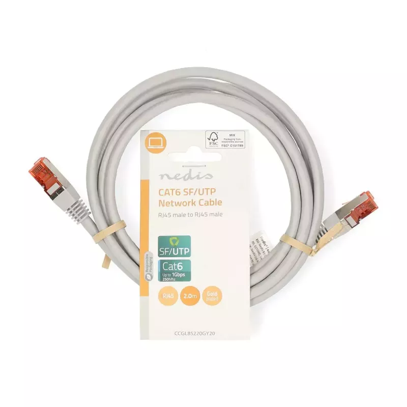 Cavo di rete Nedis CCGL85220GY20 RJ-45 Cat6 2 m grigio