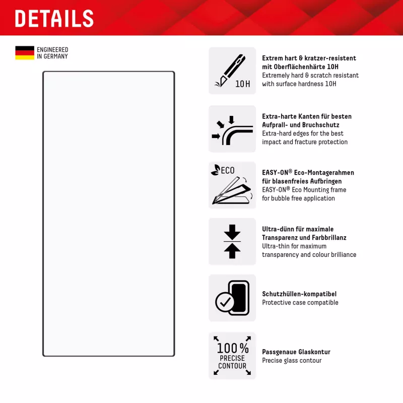 Displex pellicola protettiva display + custodia per Samsung Galaxy S24 Ultra, cornice di montaggio Eco, copertura totale