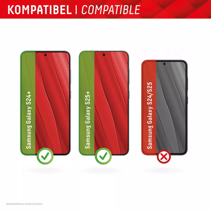 Displex Smart Glass (9H) per Samsung Galaxy S24+/S25+, adesivo di montaggio, infrangibile