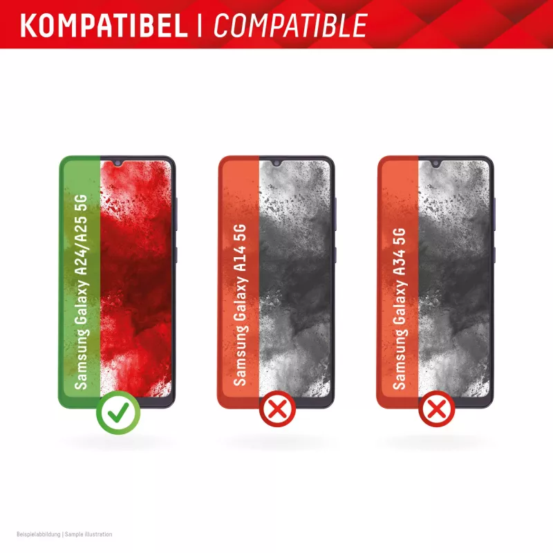 Displex Smart Glass (9H) per Samsung Galaxy A24/A25 5G, adesivo di montaggio, infrangibile
