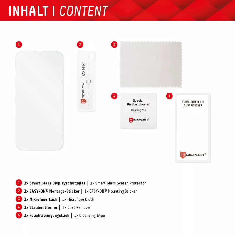 Displex Smart Glass (9H) per Samsung Galaxy A24/A25 5G, adesivo di montaggio, infrangibile