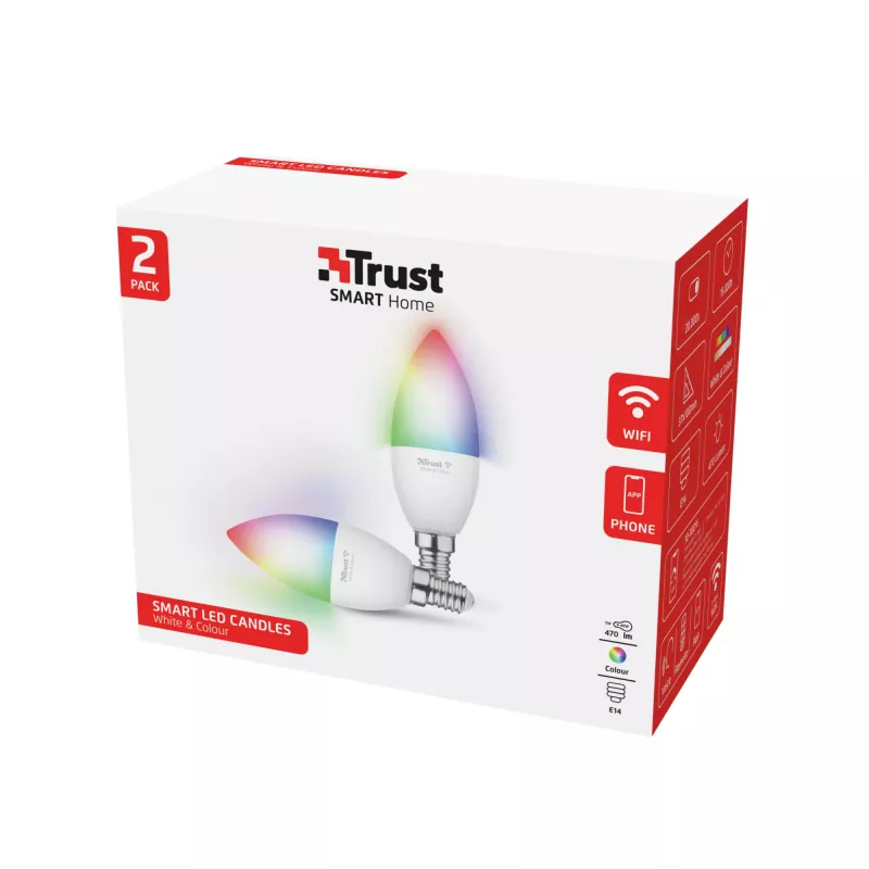 Lampadina smart TRUST 71293 – luce smart Wi-Fi, bianco, AC, 37×100 mm, confezione da 2