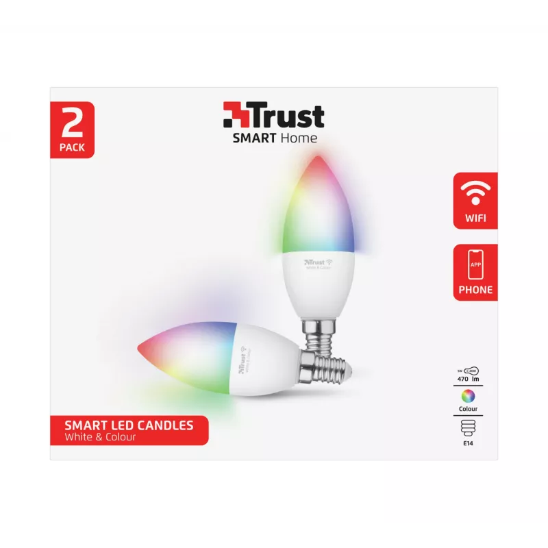 Lampadina smart TRUST 71293 – luce smart Wi-Fi, bianco, AC, 37×100 mm, confezione da 2