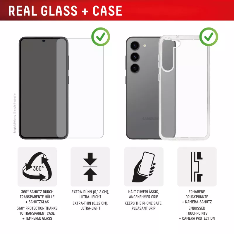 Pellicola protettiva Displex + custodia per Samsung Galaxy S25 Ultra, cornice di applicazione Eco, antigraffio