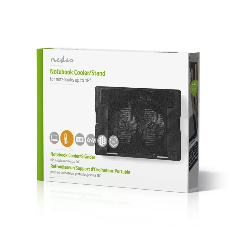 Pad di raffreddamento per laptop Nedis NBCR200BK 2 ventole 14 cm nero