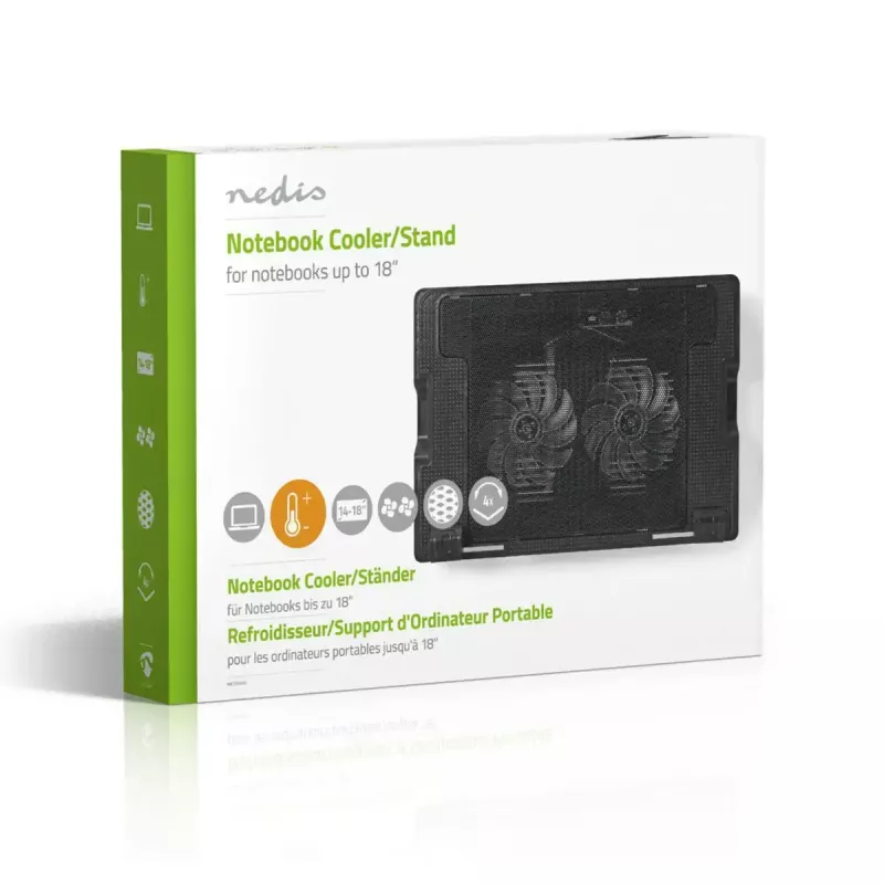 Pad di raffreddamento per laptop Nedis NBCR200BK 2 ventole 14 cm nero