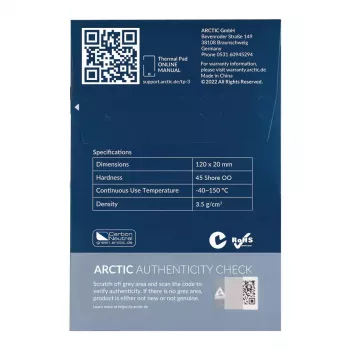 ARCTIC TP-3 Premium Performance pad termico 120 x 20 mm, 1,5 mm