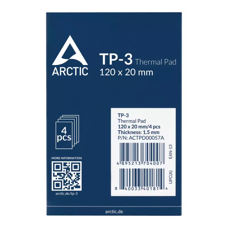 ARCTIC TP-3 Premium Performance pad termico 120 x 20 mm, 1,5 mm