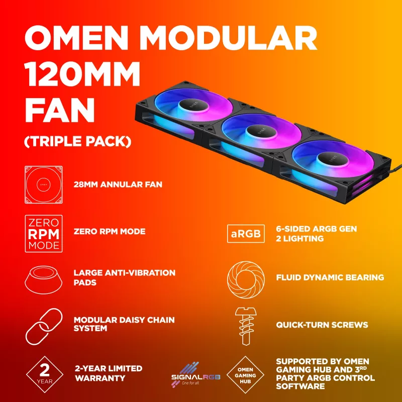 Ventola HP OMEN Modular 120mm - confezione da tre nero