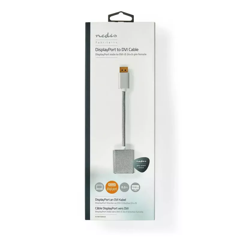 Nedis CCTB37250AL02 cavo adattatore video 0,2 m DisplayPort DVI-D argento