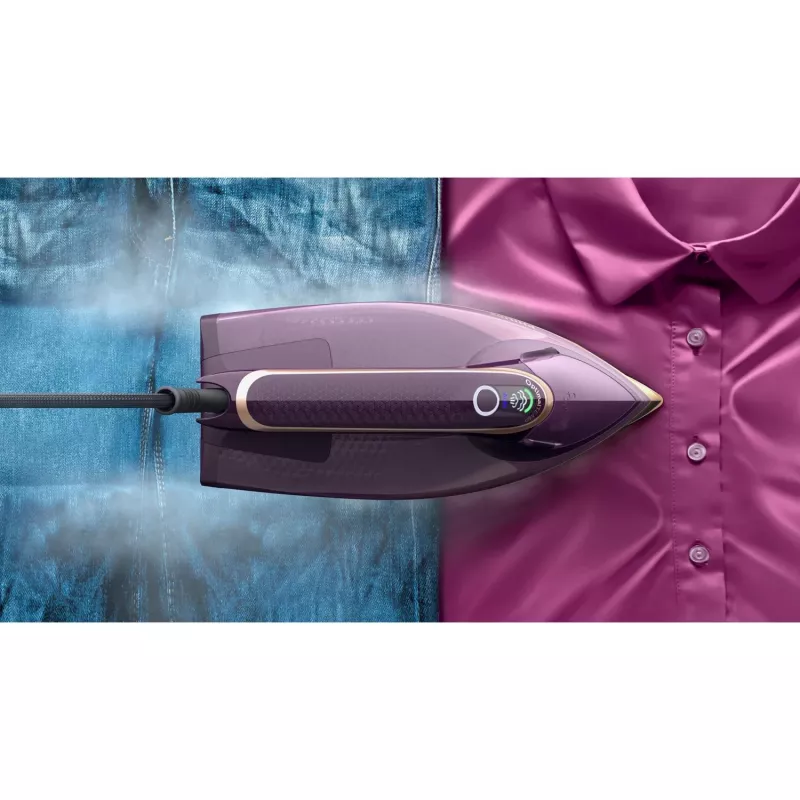 Philips DST8040/30 Azur 8000 Series ferro da stiro a vapore, 3000 W, serbatoio da 0,35 L, piastra SteamGlide Elite, vapore verticale, 80 g/min, colpo di vapore da 260 g/min, viola scuro
