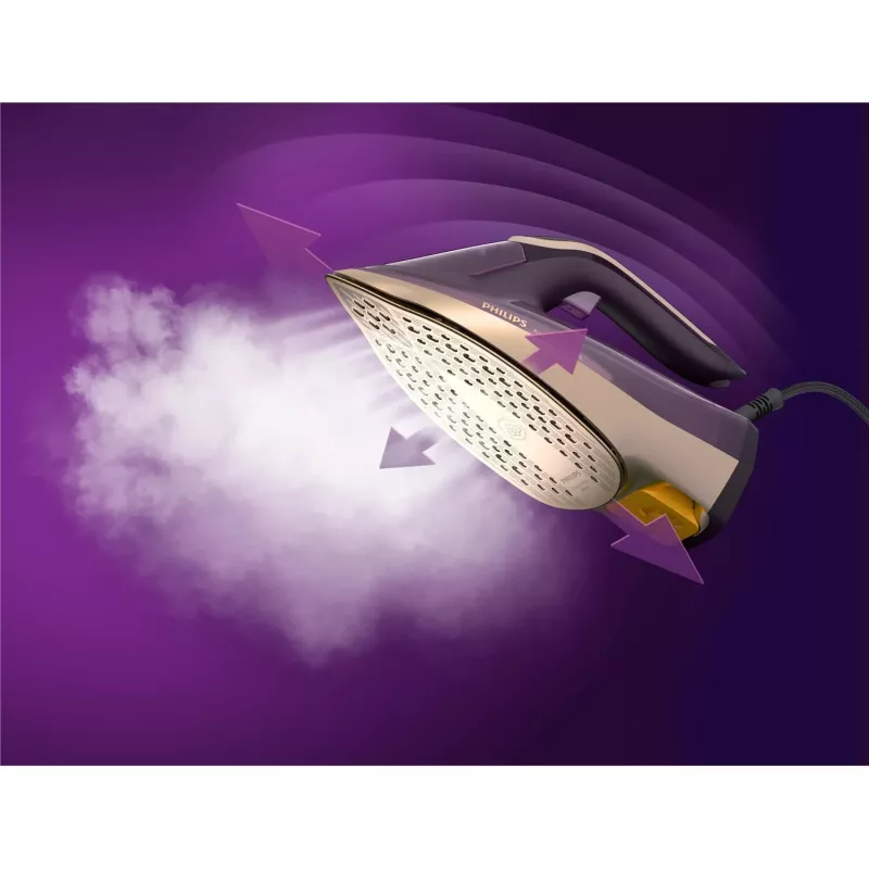 Philips DST8040/30 Azur 8000 Series ferro da stiro a vapore, 3000 W, serbatoio da 0,35 L, piastra SteamGlide Elite, vapore verticale, 80 g/min, colpo di vapore da 260 g/min, viola scuro