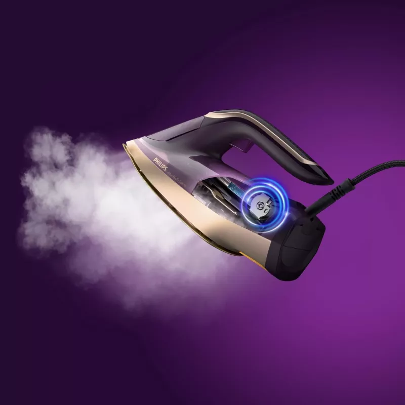 Philips DST8040/30 Azur 8000 Series ferro da stiro a vapore, 3000 W, serbatoio da 0,35 L, piastra SteamGlide Elite, vapore verticale, 80 g/min, colpo di vapore da 260 g/min, viola scuro