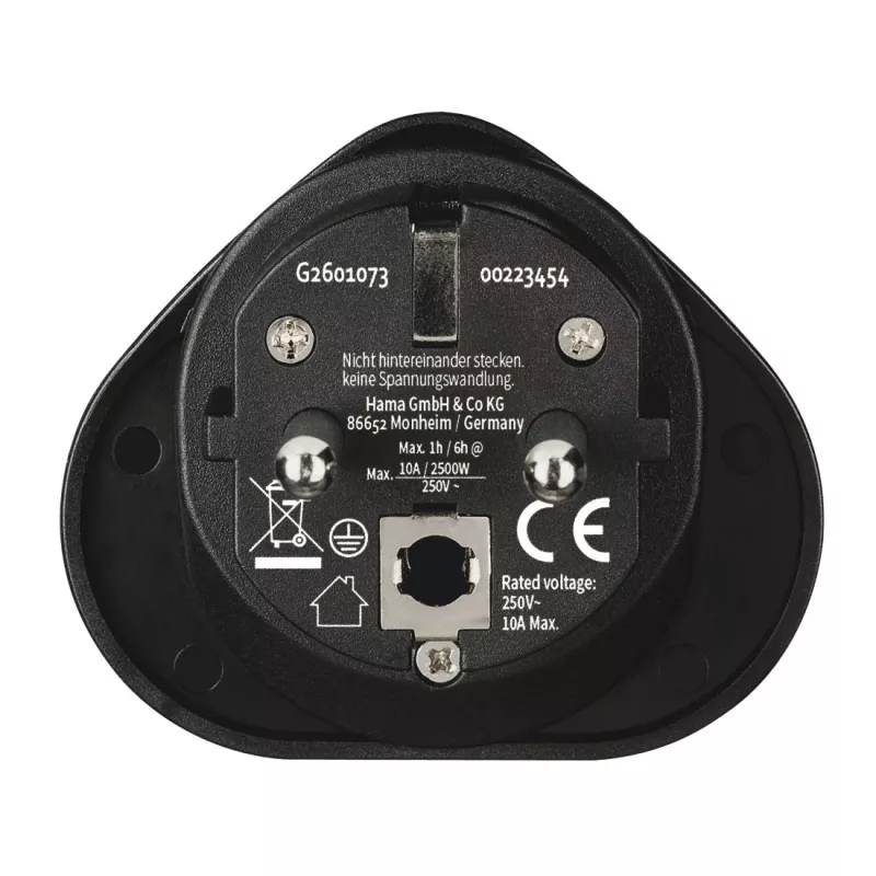 Adattatore spina Hama 00223454 tipo E/F ibrido universale nero