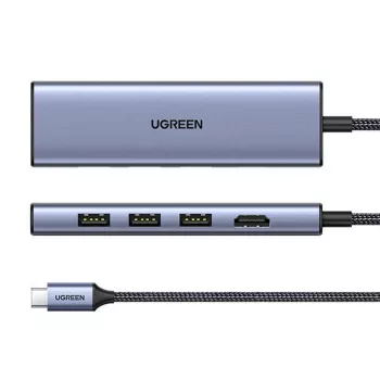 Hub USB Type-C UGREEN 20956A con HDMI e USB 3.0, 5 Gbit/s, 4K 3840x2160, argento