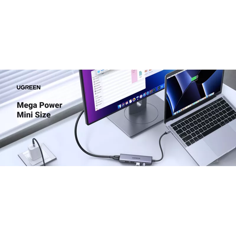 Hub USB Type-C UGREEN 20956A con HDMI e USB 3.0, 5 Gbit/s, 4K 3840x2160, argento