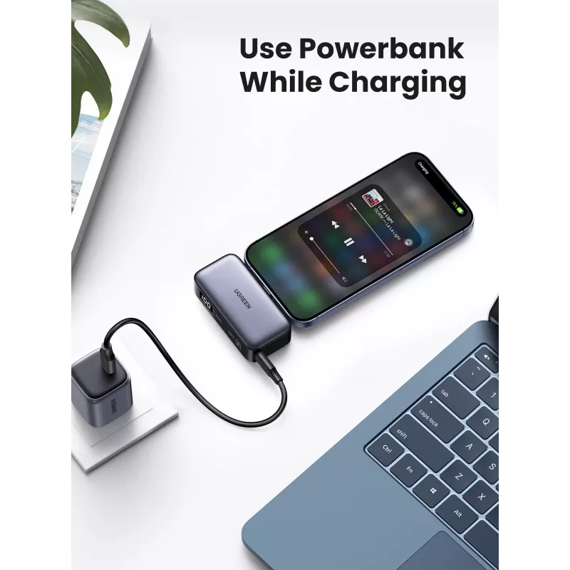 Powerbank UGREEN 35338, 5000 mAh, grigio, batteria portatile per smartphone, uscita per un dispositivo