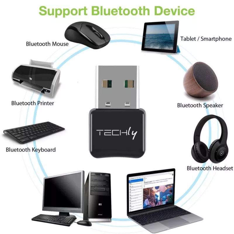Techly IDATA USB-BLT5 Adattatore USB Bluetooth 5.0, nero