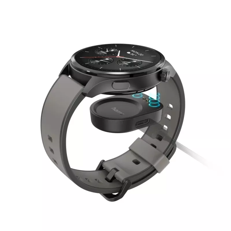 Hama Smartwatch 9000 00178627, 1,43 pollici (3,63 cm) AMOLED, GPS, memoria musicale, impermeabile, cinturino in silicone, antracite