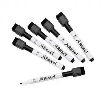 Pennarelli cancellabili a secco magnetici Rexel nero 6 pezzi