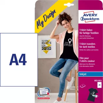Trasferimento per tessuti Avery MD1003 inkjet bianco 210x297mm 4 pezzi