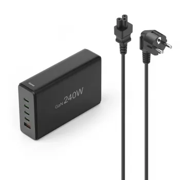 Ladestation HAMA 201977, 240W totali, 4× USB-C, 1× USB-A, nero