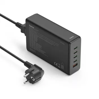 Ladestation HAMA 201977, 240W totali, 4× USB-C, 1× USB-A, nero