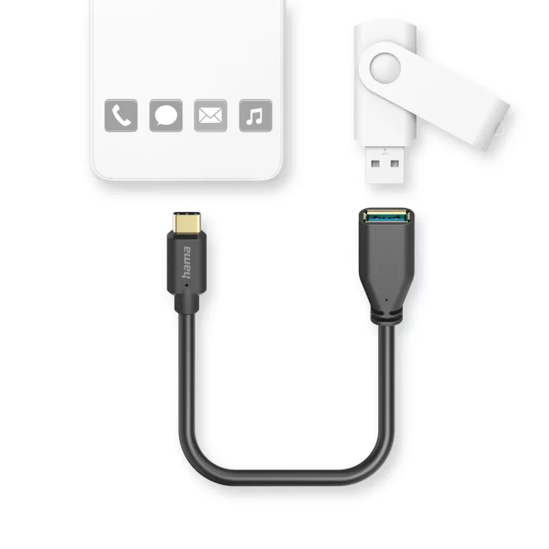 Cavo USB Hama 00201605 USB 3.2 Gen 1 (3.1 Gen 1) 0,15 m USB-C USB-A nero