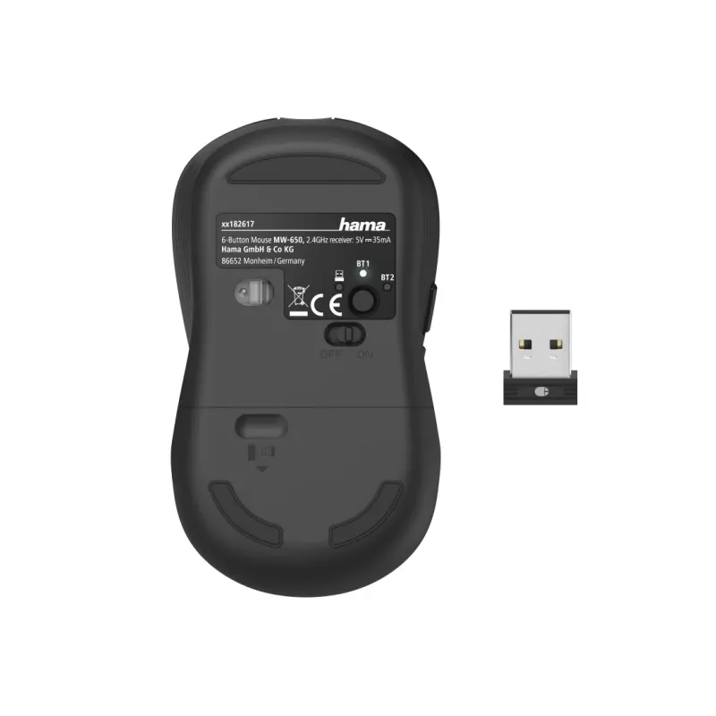 Mouse Hama MW-650 ufficio destrorso Bluetooth + USB Type-A ottico 2400 DPI