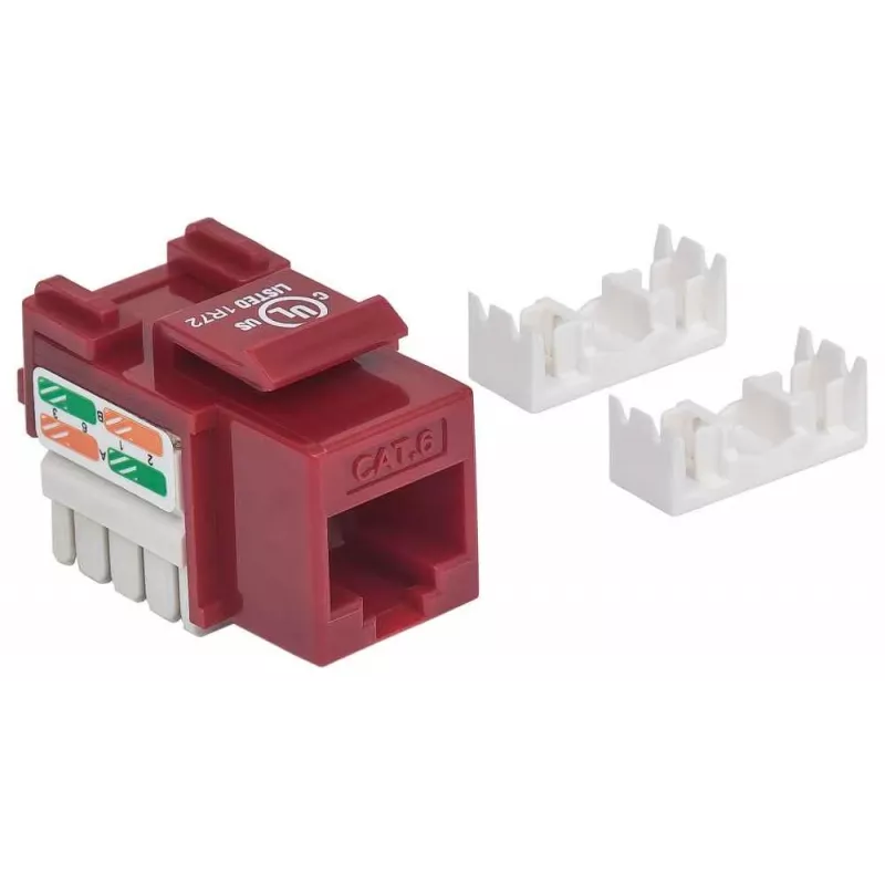 Keystone Jack Intellinet, Cat6, UTP, LSA, rosso