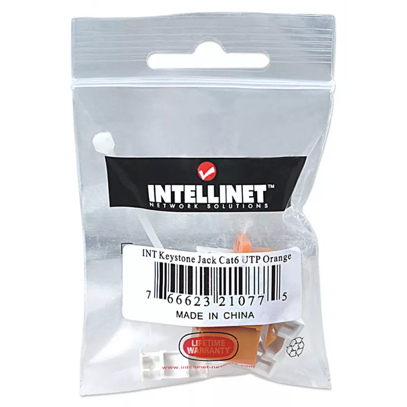 Keystone Jack Intellinet, Cat6, UTP, Punch-down, arancione