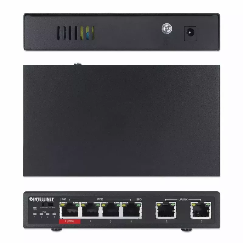 Switch Fast Ethernet Intellinet 6 porte 4 porte PoE budget di alimentazione 65W