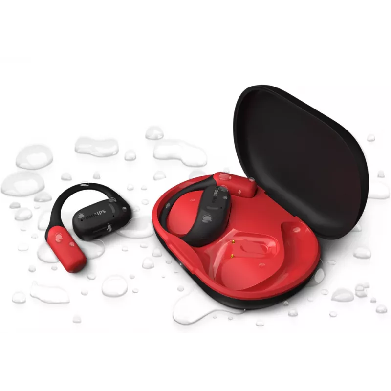 Philips Serie 6000 TAA6709BK/00 Cuffie/Auricolari True Wireless Stereo (TWS) Ear-Hook Sport Bluetooth nero, rosso