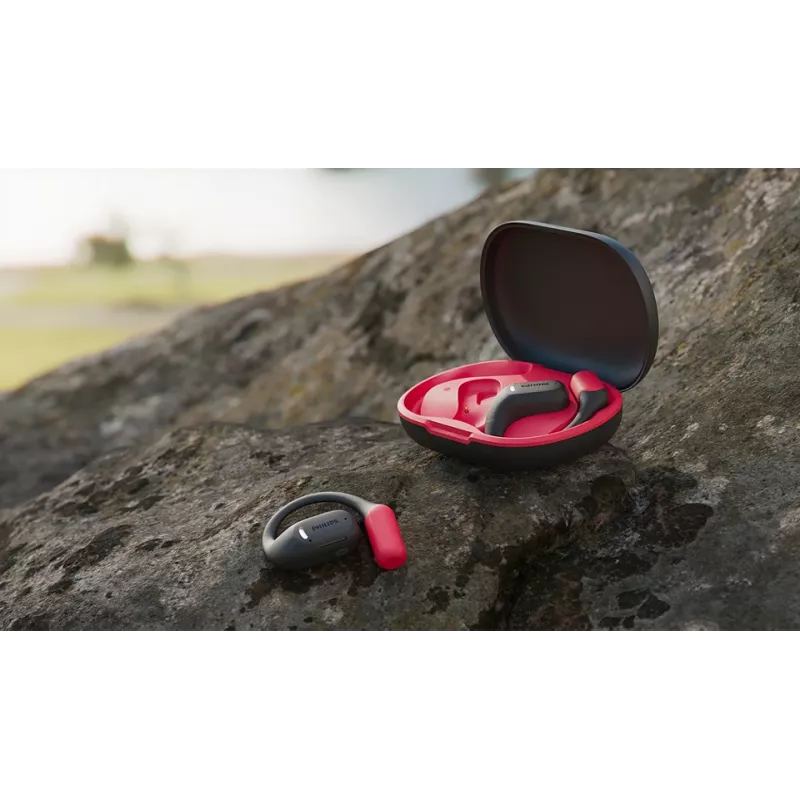 Philips Serie 6000 TAA6709BK/00 Cuffie/Auricolari True Wireless Stereo (TWS) Ear-Hook Sport Bluetooth nero, rosso