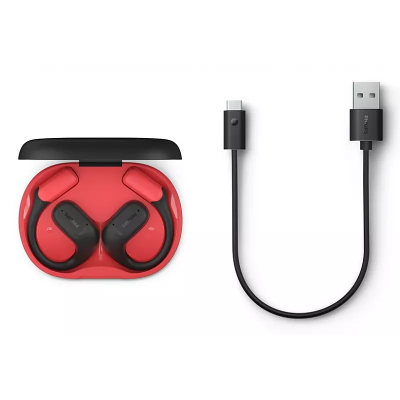 Philips Serie 6000 TAA6709BK/00 Cuffie/Auricolari True Wireless Stereo (TWS) Ear-Hook Sport Bluetooth nero, rosso