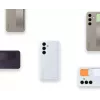 Cover Samsung Galaxy S24 azzurro supporto da tavolo monocromatico