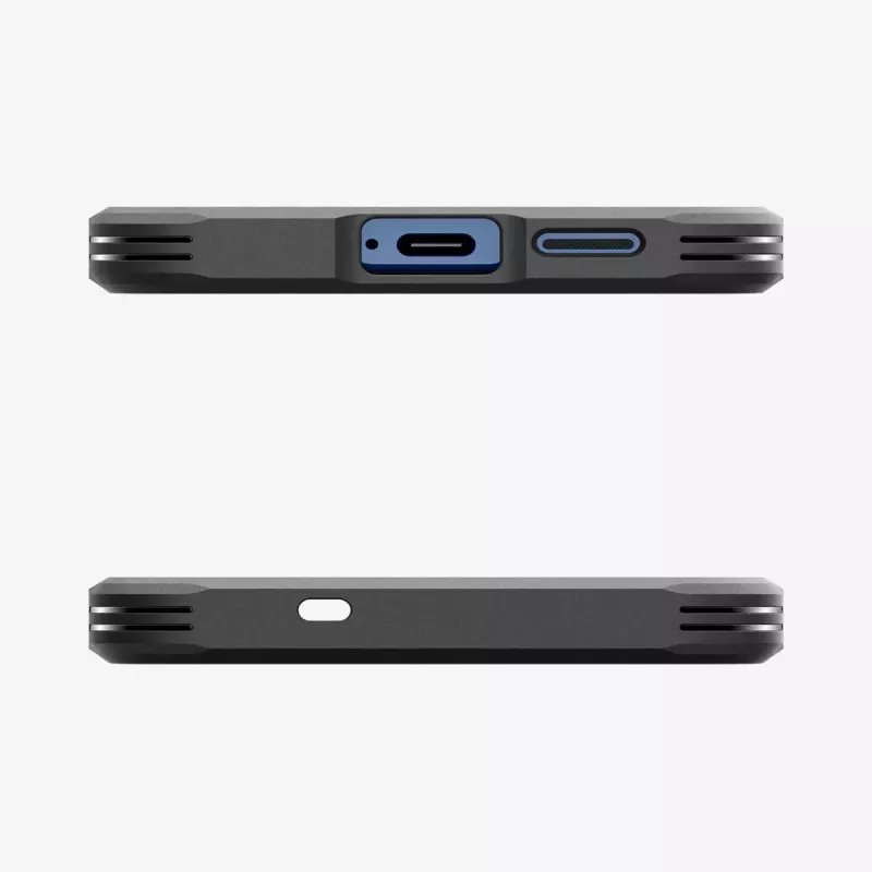 Custodia Spigen Galaxy S25 Tough Armor AI nero Cover con supporto da tavolo