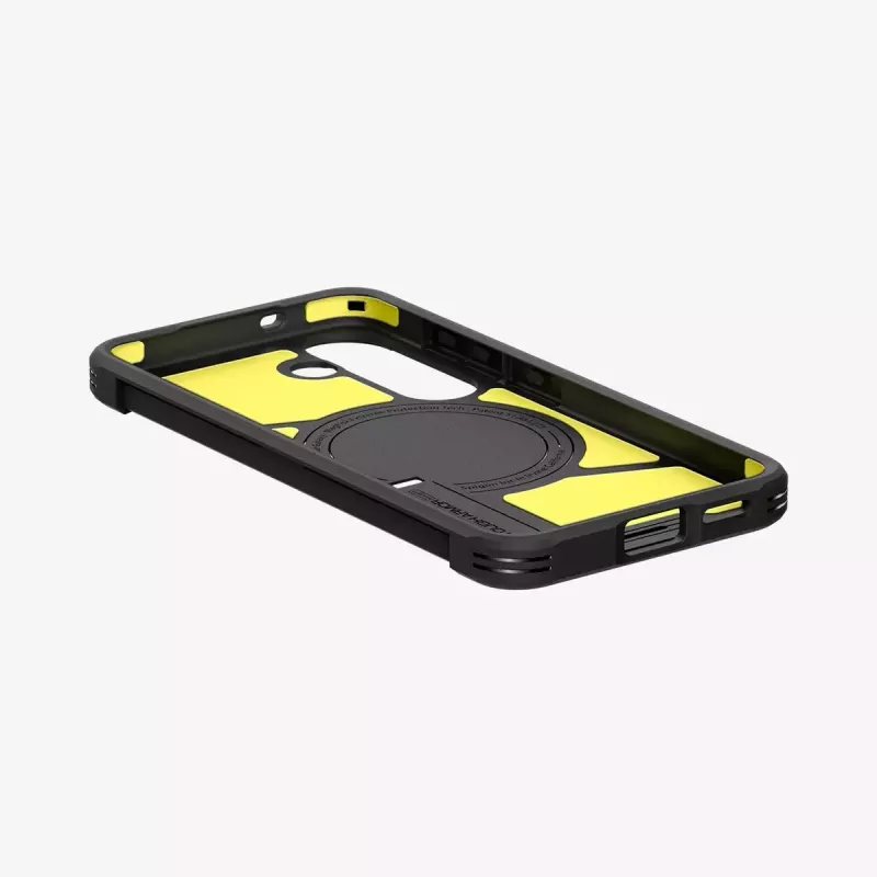 Custodia Spigen Galaxy S25 Tough Armor AI nero Cover con supporto da tavolo