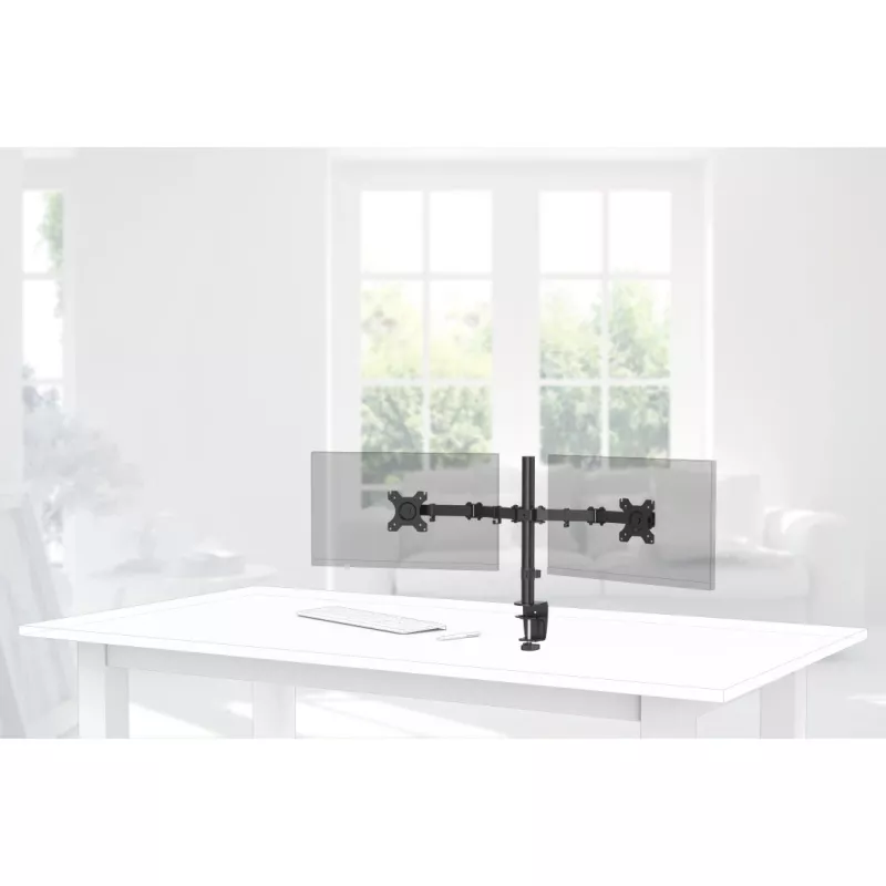 Hama 00118491 FULLMOTION supporto da scrivania per due monitor, 13-32 pollici (81,3 cm), VESA 75x75/100x100, max. 8 kg, nero