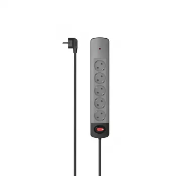 Hama 00223056 prolunga 1,5 m 5 uscite AC per interni nero, grigio