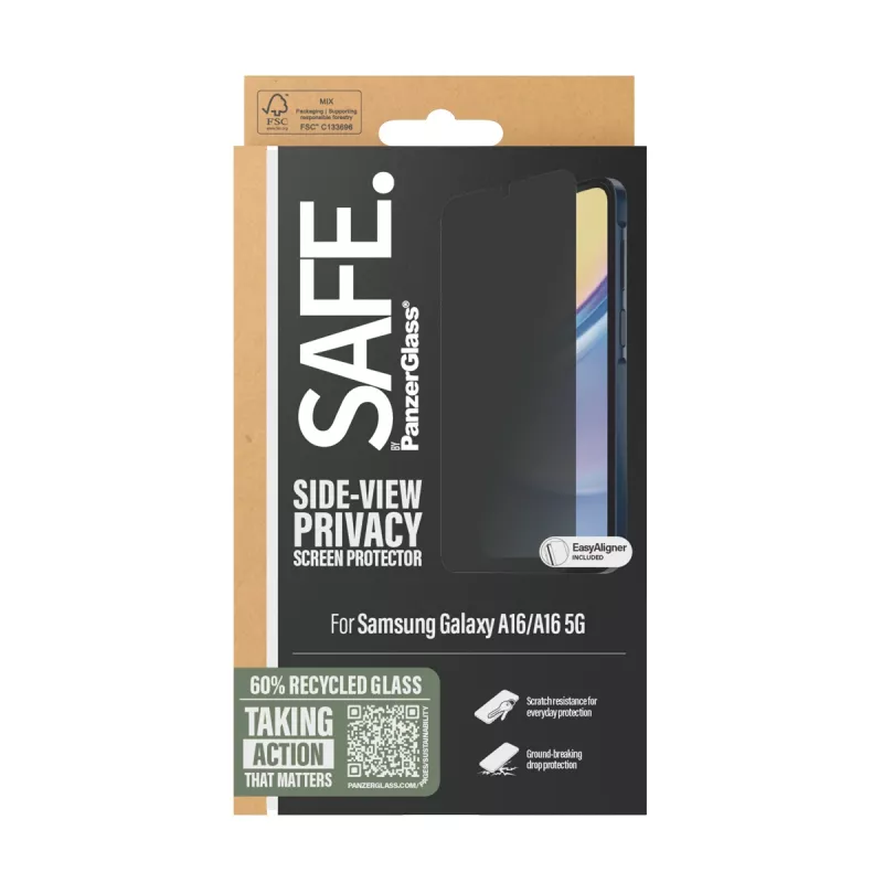 PanzerGlass SAFE. by ® protezione display privacy Samsung Galaxy A16 | A16 5G | Ultra-Wide Fit