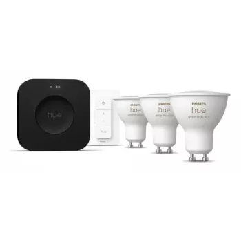 Philips Hue White and Colour Ambience Starterkit: 3 lampadine GU10 + interruttore dimmer + Bridge Pro