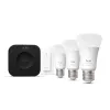 Set luci smart Philips Hue White and Colour Ambience Starter Kit — 3 lampade smart E27, interruttore dimmer, Bridge Pro, Bluetooth/Zigbee