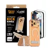 Bundle protezione schermo e custodia PanzerGlass CARE 3-in-1 Feature Kick per iPhone 17 Pro Max — vetro temperato, PET, silicone, trasparente