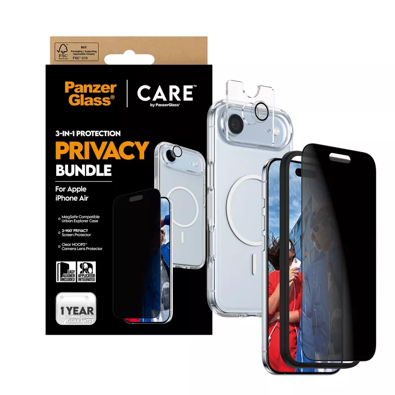 Custodia protettiva PanzerGlass CARE per iPhone 17 Air — Privacy 3-in-1