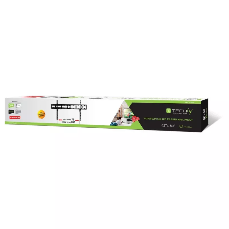 Techly Supporto a parete per TV LED-LCD 42-80 Ultra slim Fixed H400mm