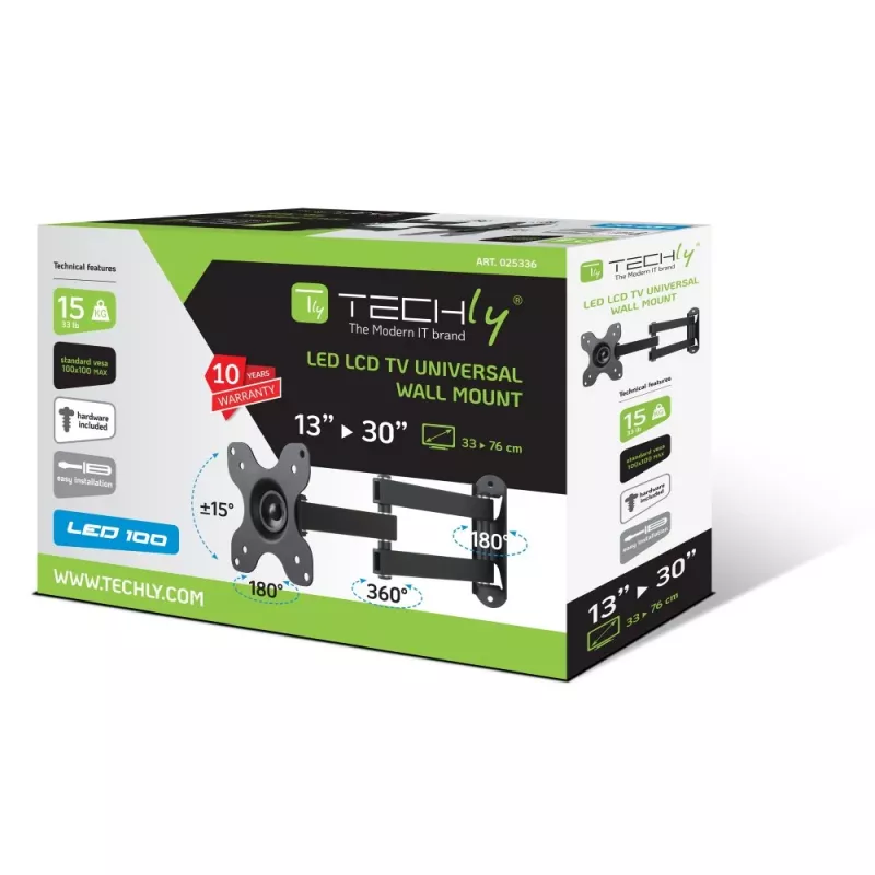 Techly staffa a parete per LCD LED 33-76,2 cm (13-30